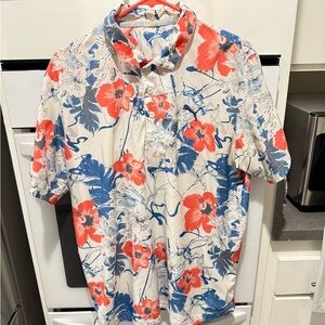 Puma Men's Floral Polo Shirt - Red, Blue, White